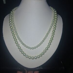 Elegant Vintage Faux Green Pearls
